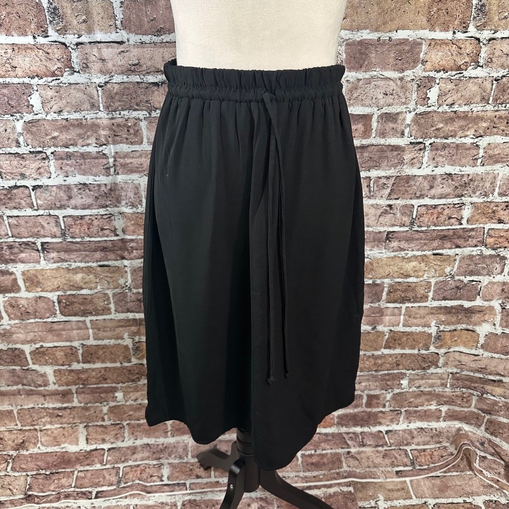 Faded Glory Black Midi Skirt Small 4-6 Elastic Drawstring Waist Cottagecore Girl - Picture 3 of 10